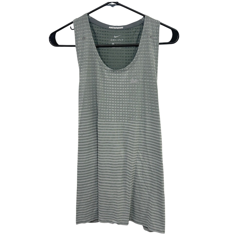 Nike Dri-FIT Running Tank Top Striped Racerback Size XL Grey Gorpcore Sporty